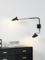 Wall Lamp Sculptural Dual Adjustable Arms Aluminum & Brass