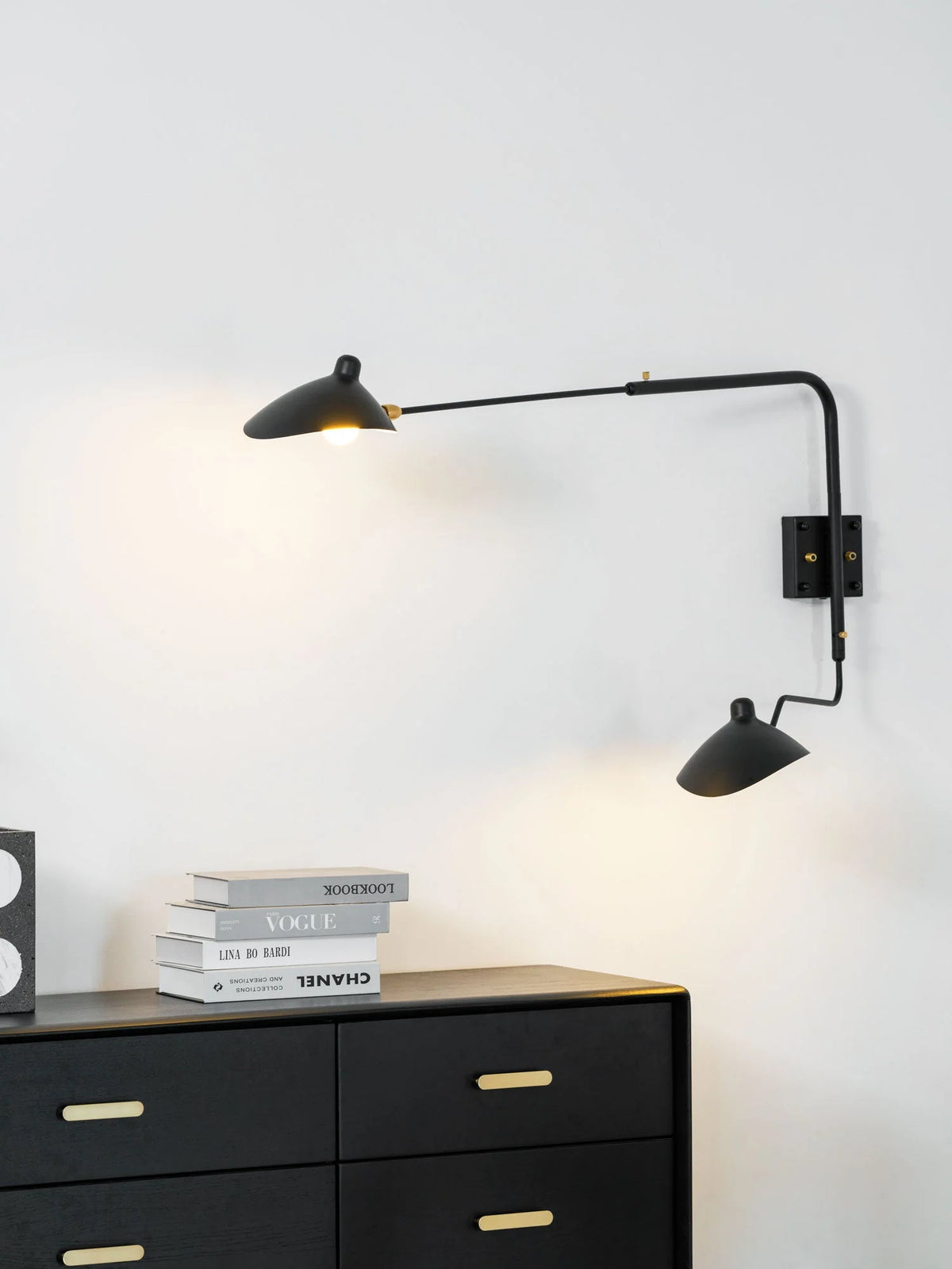 Wall Lamp Sculptural Dual Adjustable Arms Aluminum & Brass