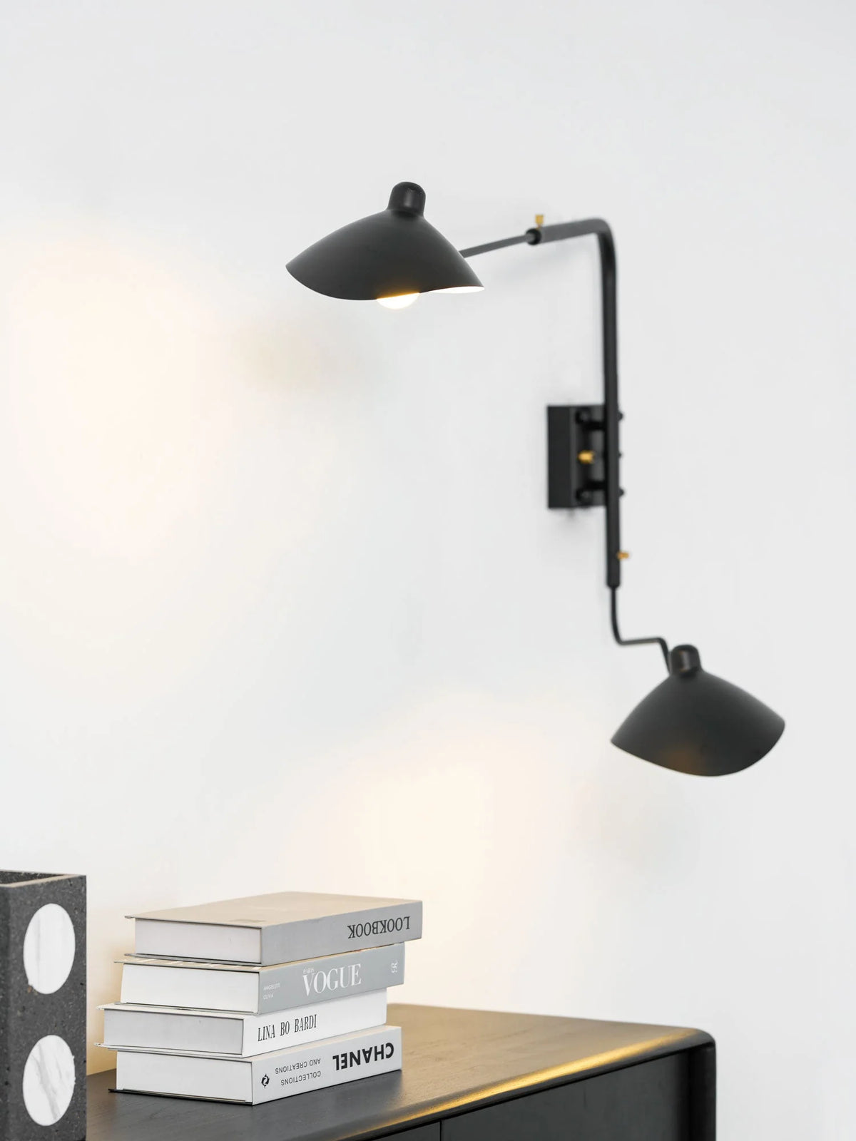 Wall Lamp Sculptural Dual Adjustable Arms Aluminum & Brass