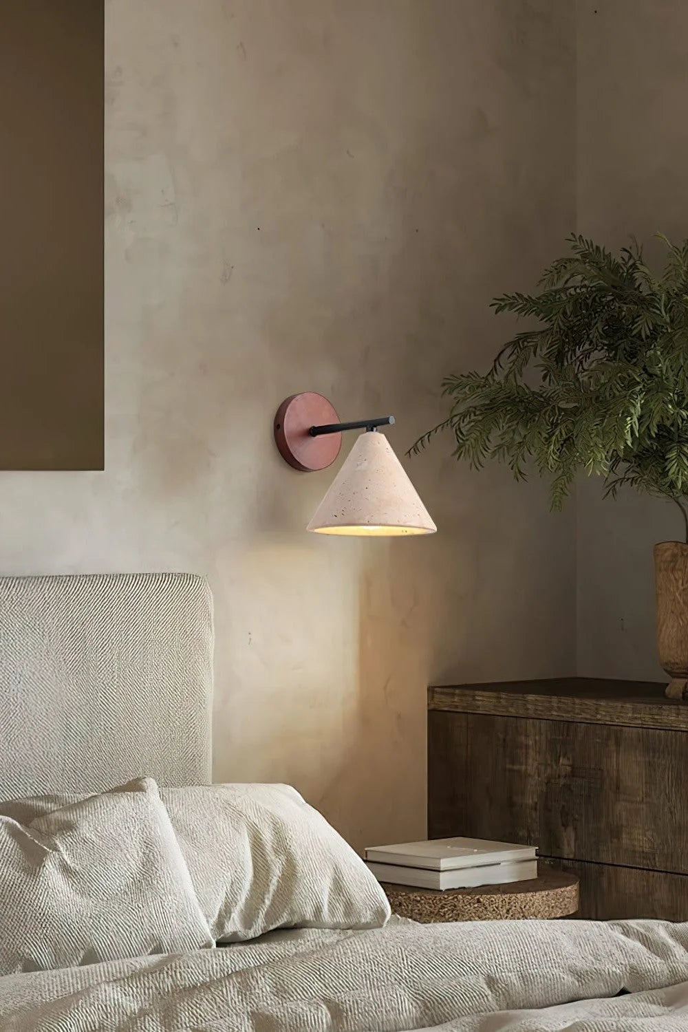 Wall Lamp Tapered Travertine Warm Indirect Light
