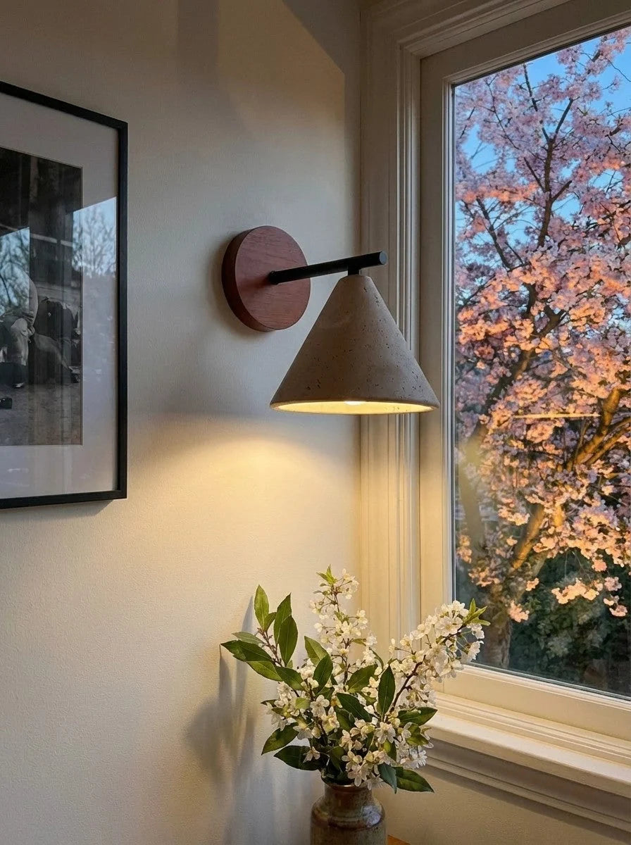 Wall Lamp Tapered Travertine Warm Indirect Light