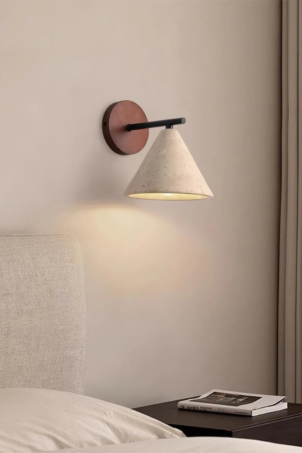 Wall Lamp Tapered Travertine Warm Indirect Light
