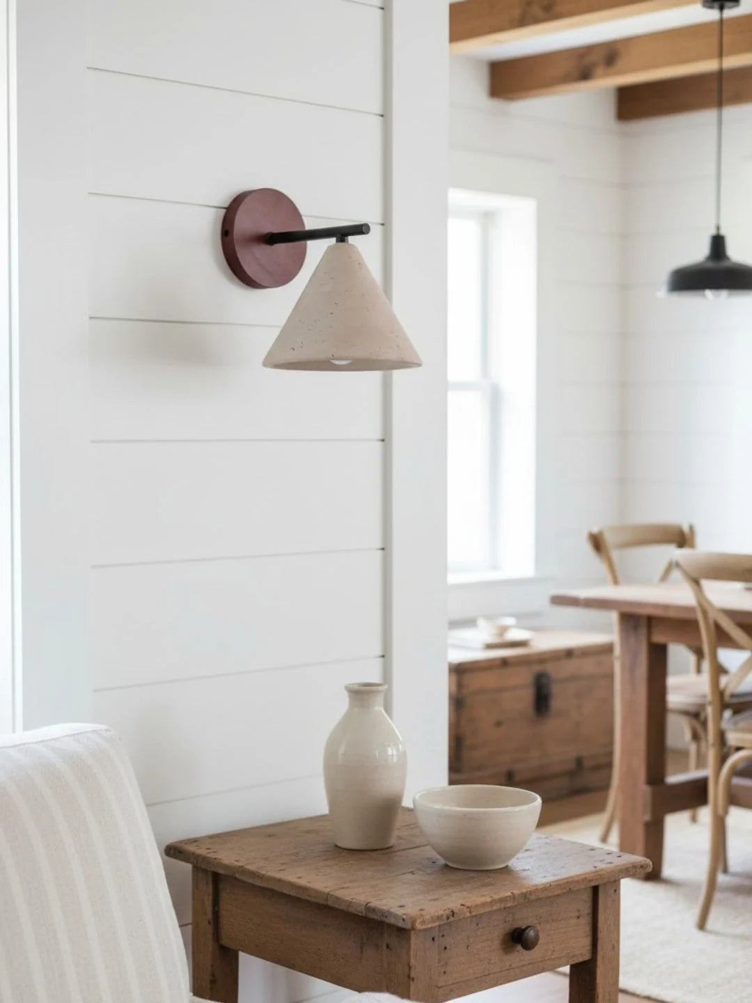 Wall Lamp Tapered Travertine Warm Indirect Light