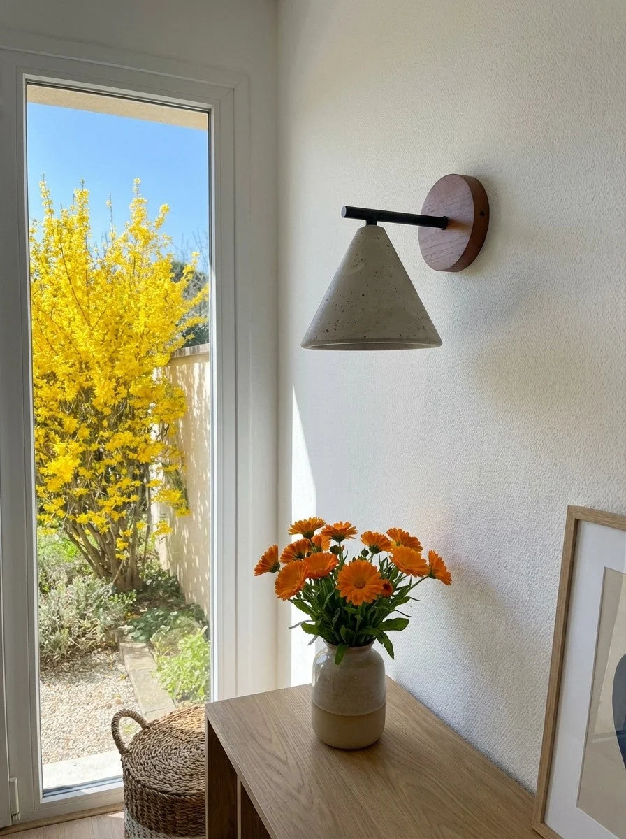 Wall Lamp Tapered Travertine Warm Indirect Light