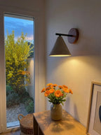 Wall Lamp Tapered Travertine Warm Indirect Light