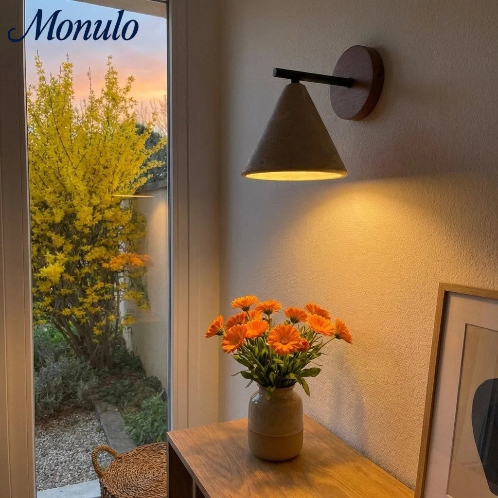 Wall Lamp Tapered Travertine Warm Indirect Light