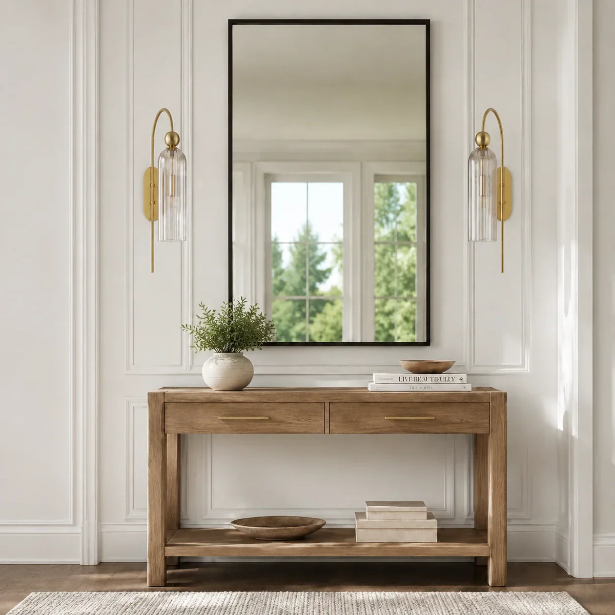 Wall Lamp Vertical Ribbed Glass Diffused Light