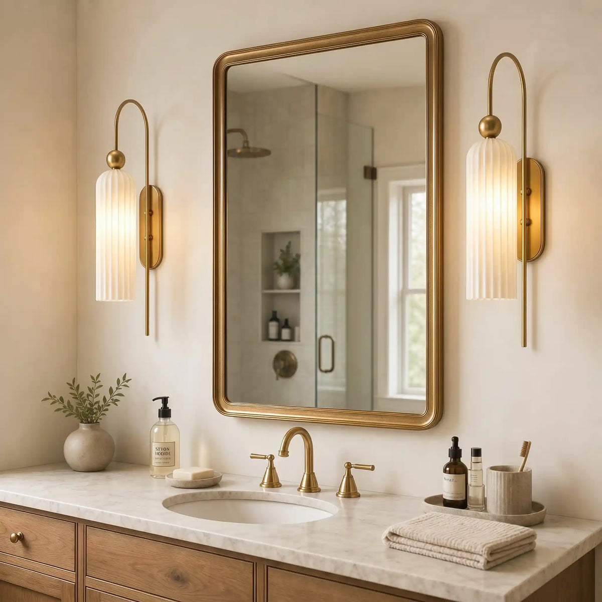 Wall Lamp Vertical Ribbed Glass Diffused Light