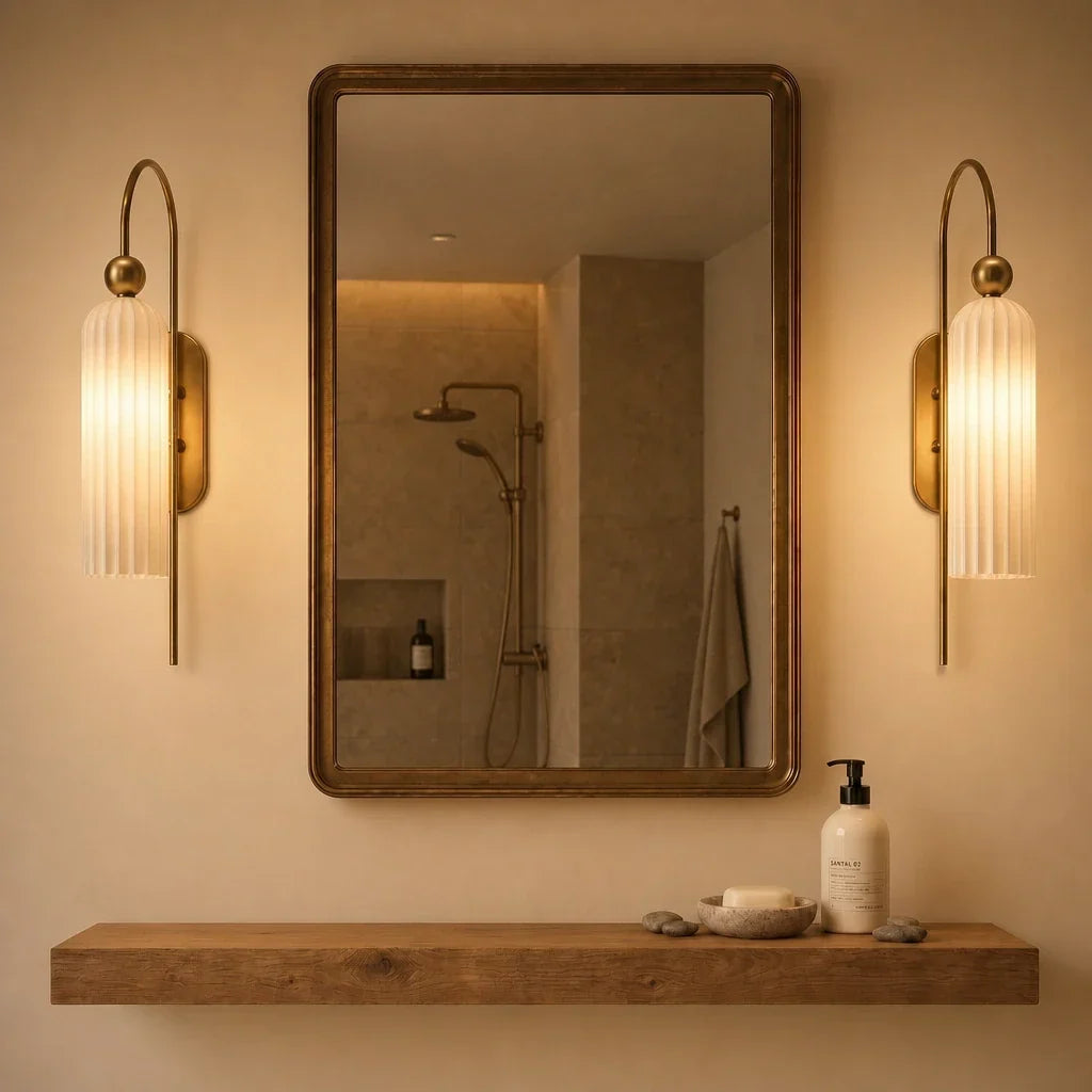 Wall Lamp Vertical Ribbed Glass Diffused Light