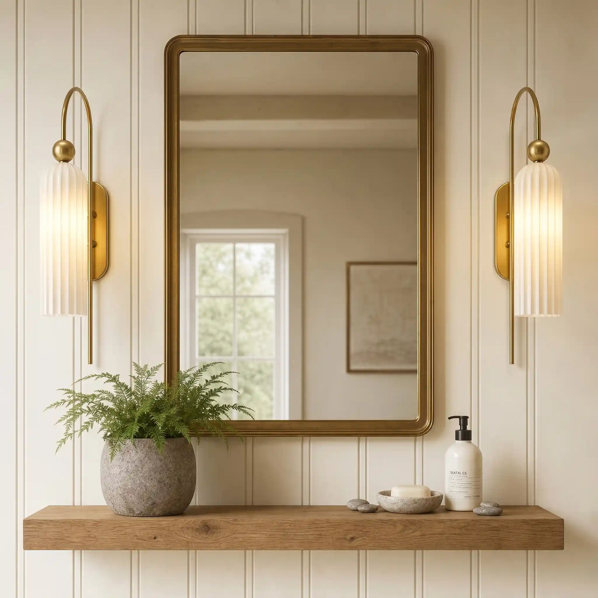 Wall Lamp Vertical Ribbed Glass Diffused Light