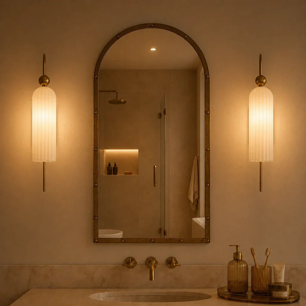Wall Lamp Vertical Ribbed Glass Diffused Light