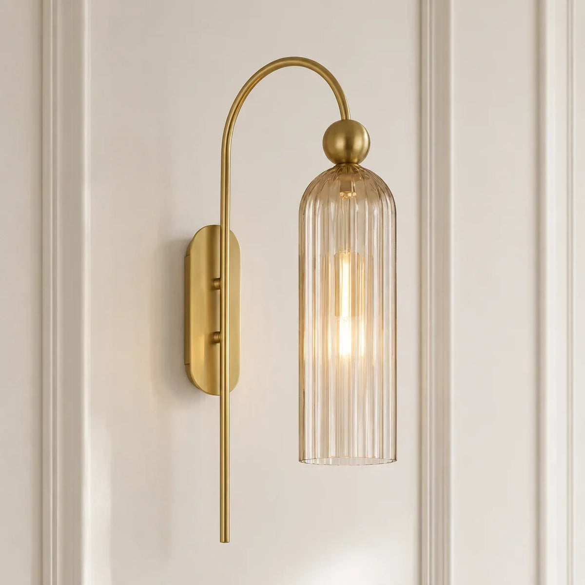 Wall Lamp Vertical Ribbed Glass Diffused Light
