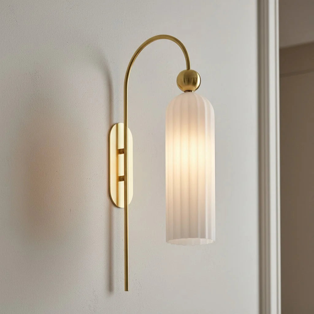 Wall Lamp Vertical Ribbed Glass Diffused Light