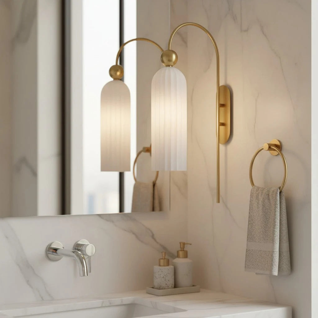 Wall Lamp Vertical Ribbed Glass Diffused Light
