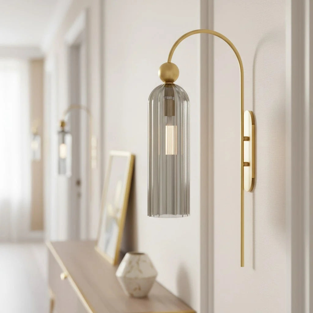 Wall Lamp Vertical Ribbed Glass Diffused Light