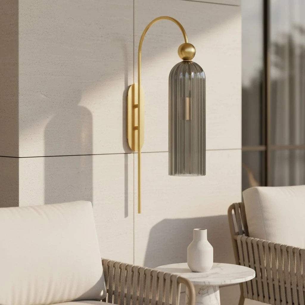 Wall Lamp Vertical Ribbed Glass Diffused Light