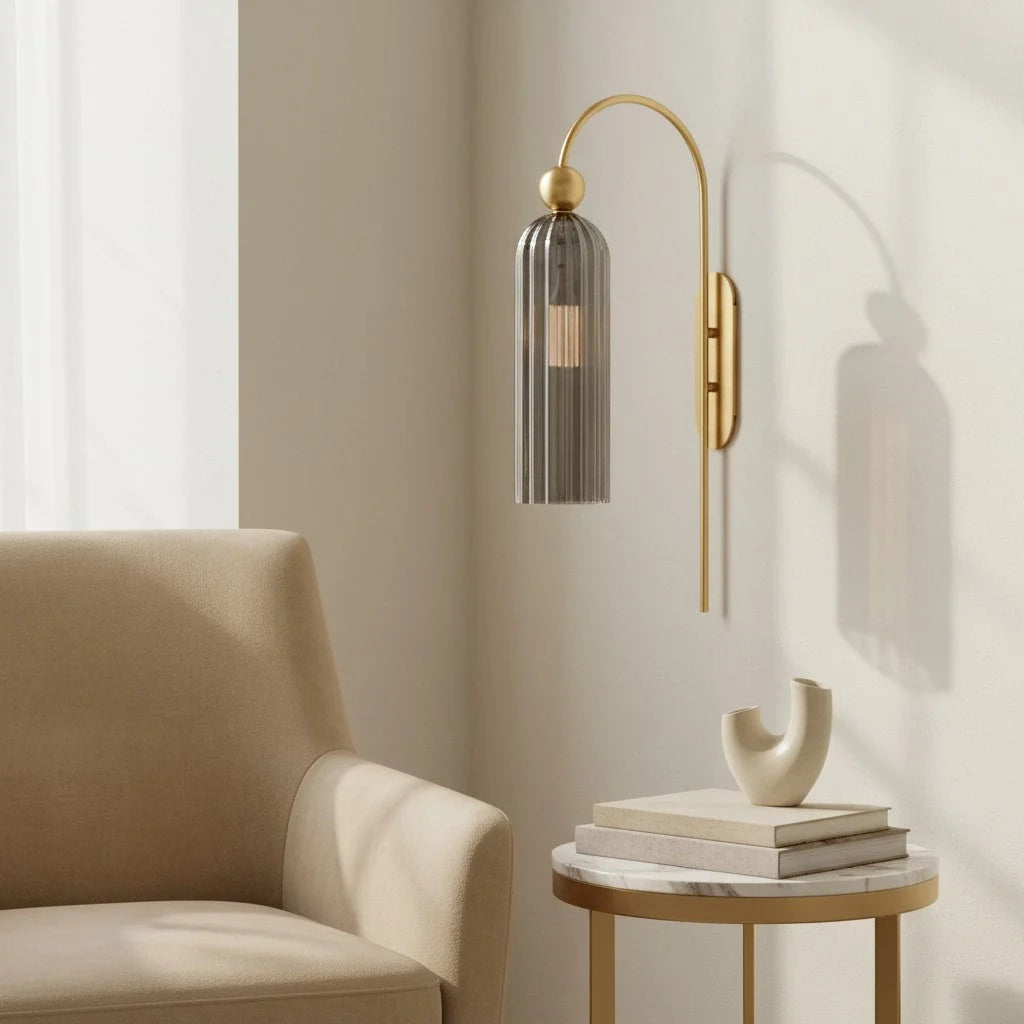 Wall Lamp Vertical Ribbed Glass Diffused Light