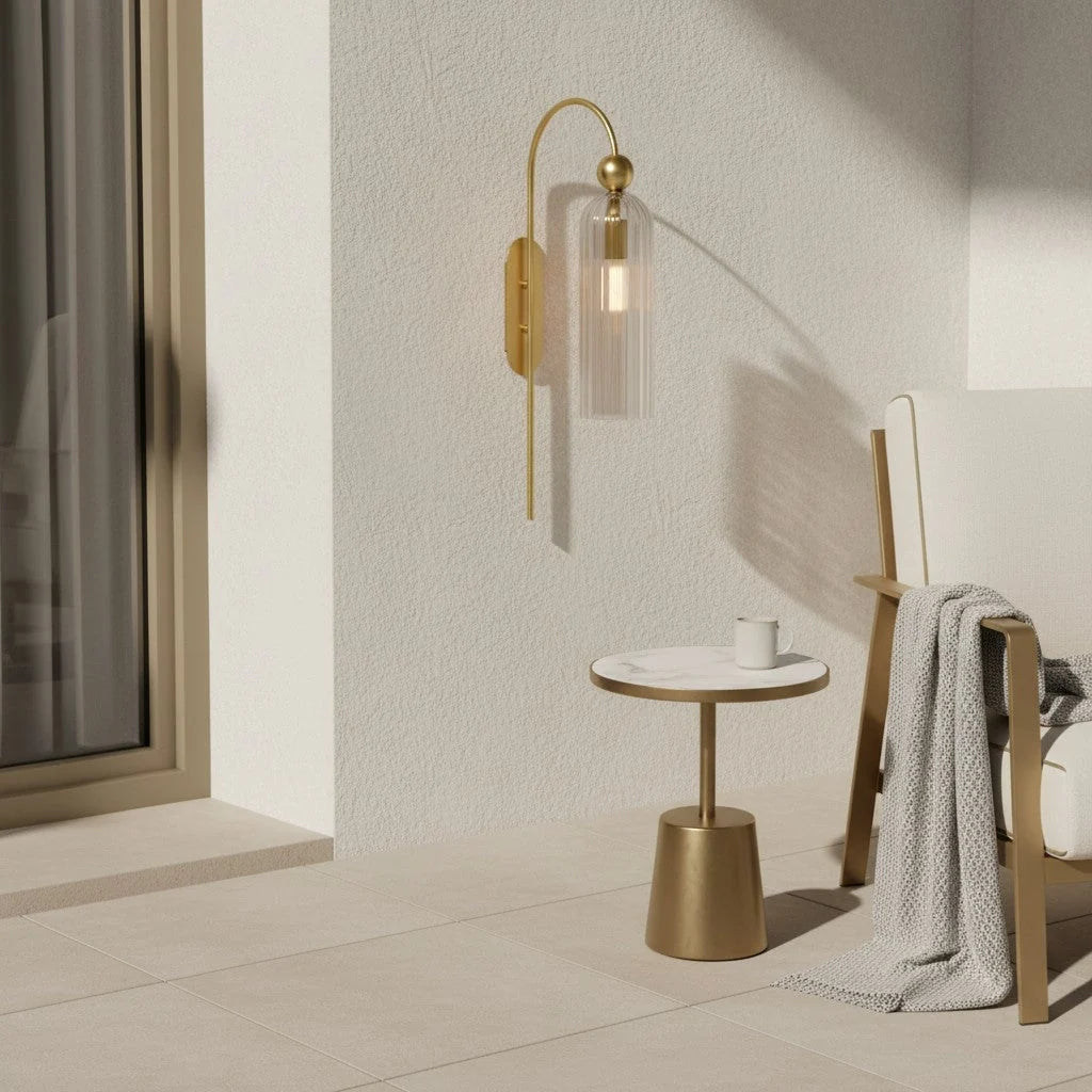 Wall Lamp Vertical Ribbed Glass Diffused Light