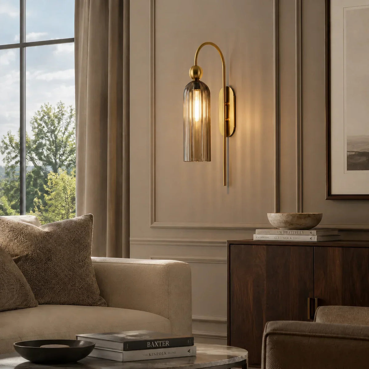 Wall Lamp Vertical Ribbed Glass Diffused Light