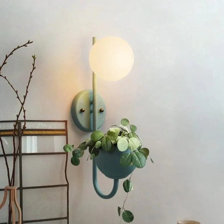 Wall Lamp With Planter Scandinavian Minimalist Warm Ambient Light