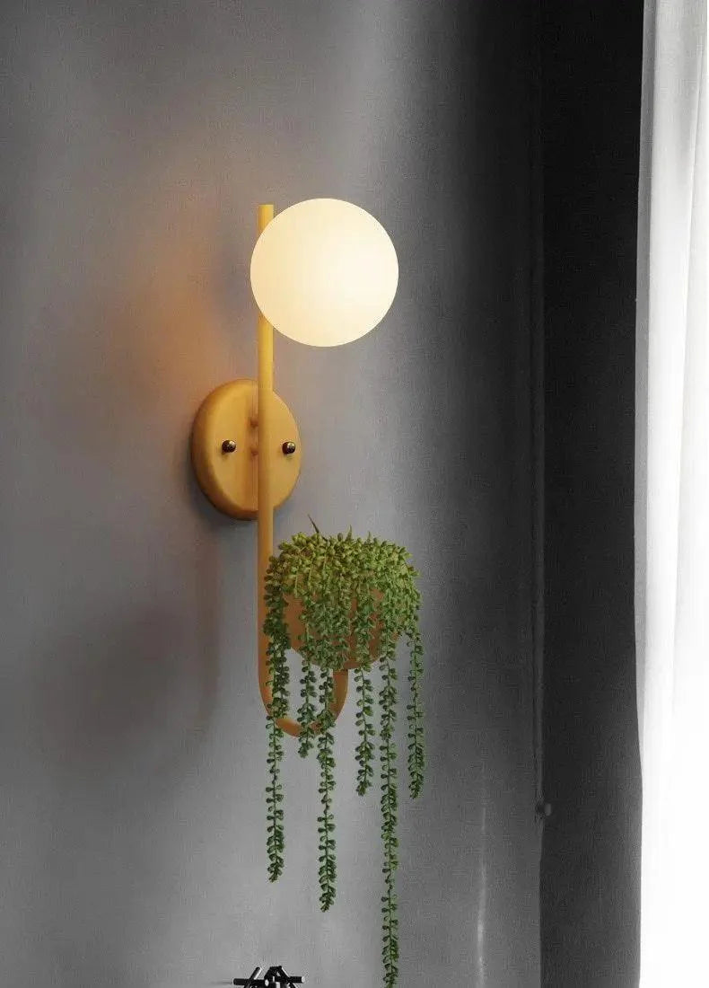 Wall Lamp With Planter Scandinavian Minimalist Warm Ambient Light