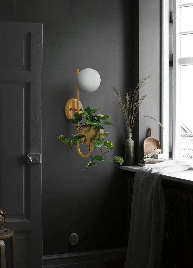 Wall Lamp With Planter Scandinavian Minimalist Warm Ambient Light