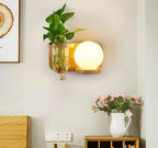 Wall Lamp With Planter Wood Frame & Integrated LED
