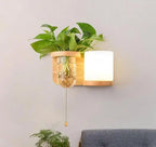 Wall Lamp With Planter Wood Frame & Integrated LED