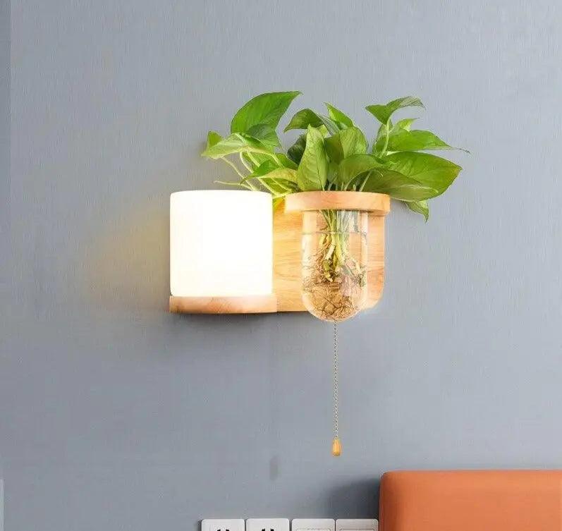 Wall Lamp With Planter Wood Frame & Integrated LED
