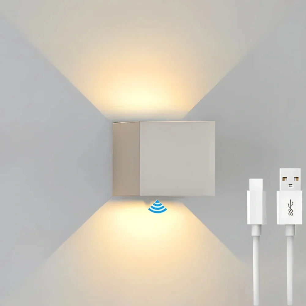 Wall Light Dual Adjustable Panels Hardwired Or USB Rechargeable