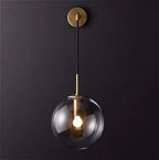 Wall Light Glass Sphere & Metal Fixture