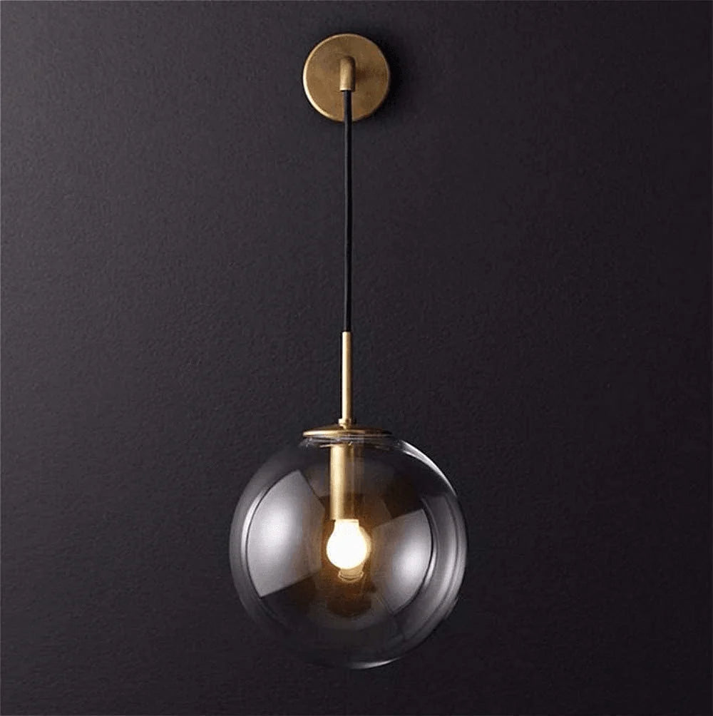 Wall Light Glass Sphere & Metal Fixture