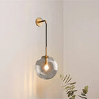 Wall Light Glass Sphere & Metal Fixture