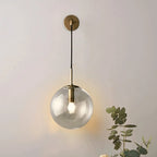 Wall Light Glass Sphere & Metal Fixture
