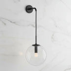 Wall Light Glass Sphere & Metal Fixture