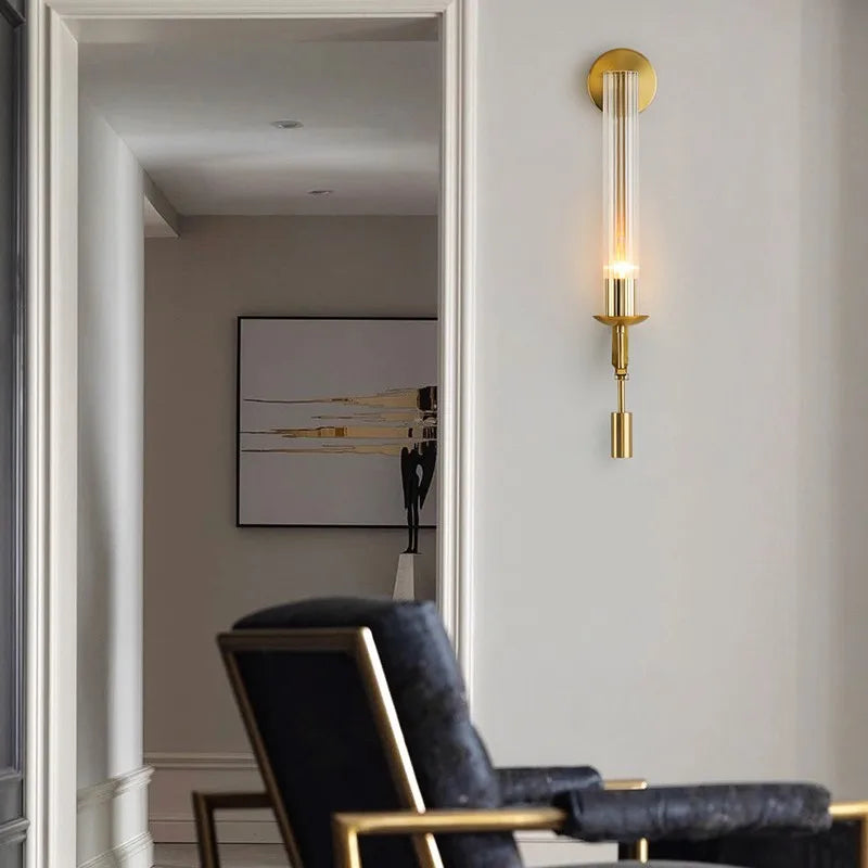 Wall Light Scandinavian Gold Iron & Glass