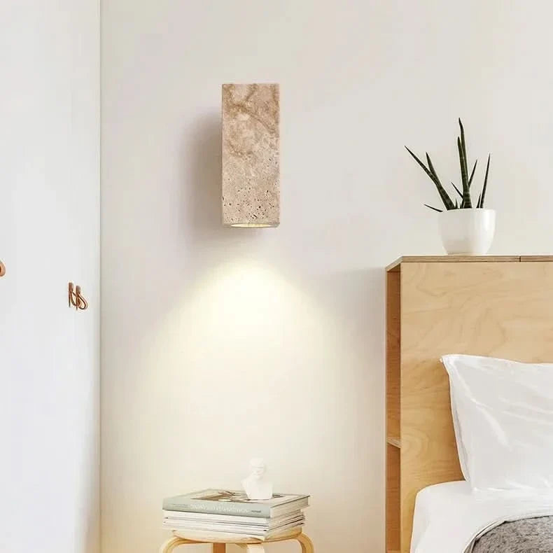 Wall Light Travertine Finish & Warm Glow