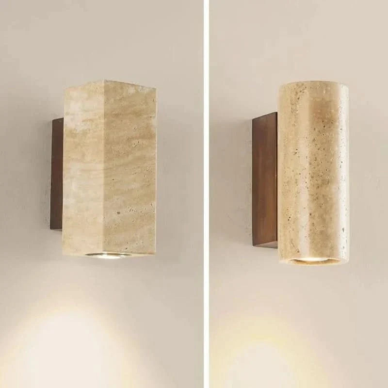 Wall Light Travertine Finish & Warm Glow