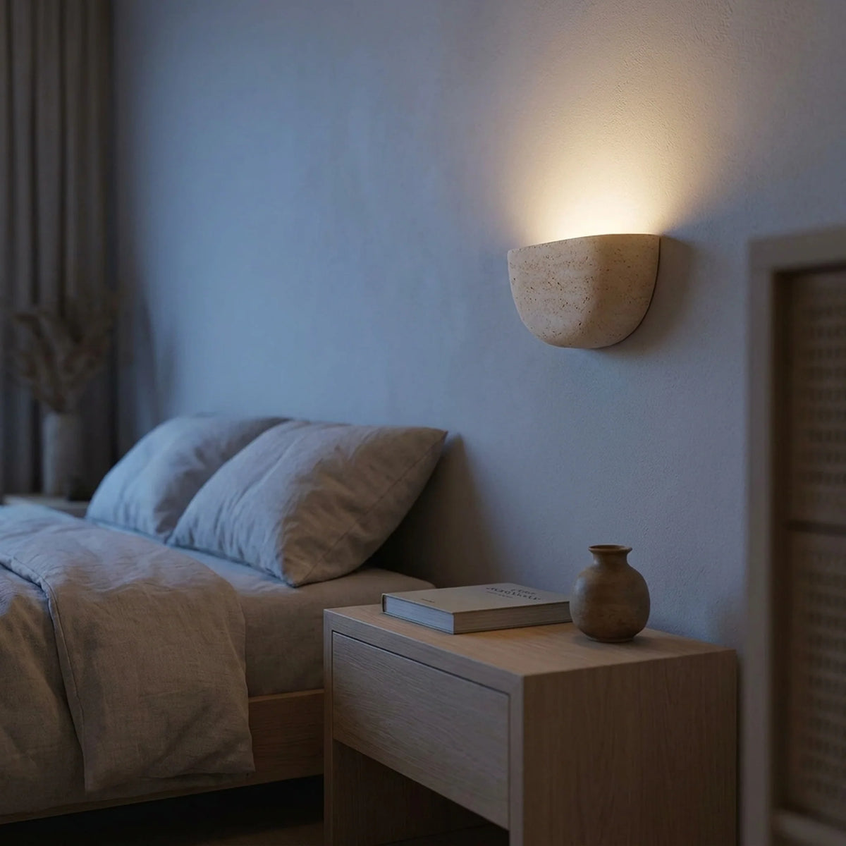 Wall Light Travertine Stone Upward-Directed Ambient G9 LED Included