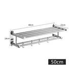 Wall-Mount Double Towel Rack Stainless Steel Hooks & Space-Saving