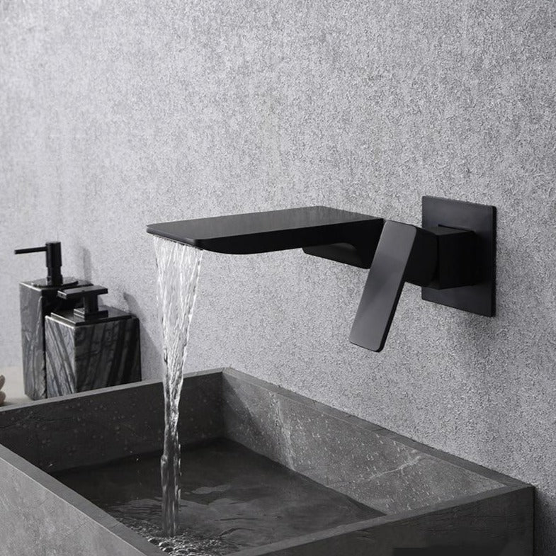 Wall-Mount Kitchen Faucet Touchless Sensor Adjustable Temperature Brass Body