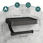 Wall-Mount Toilet Paper Holder Integrated Shelf Rustproof Metal