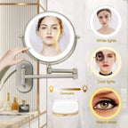 Wall-Mount Vanity Mirror Up To 10X Magnification Rechargeable LED