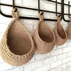 Wall-Mounted Basket Organizer Handwoven Hemp Rope