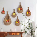 Wall-Mounted Basket Organizer Handwoven Hemp Rope