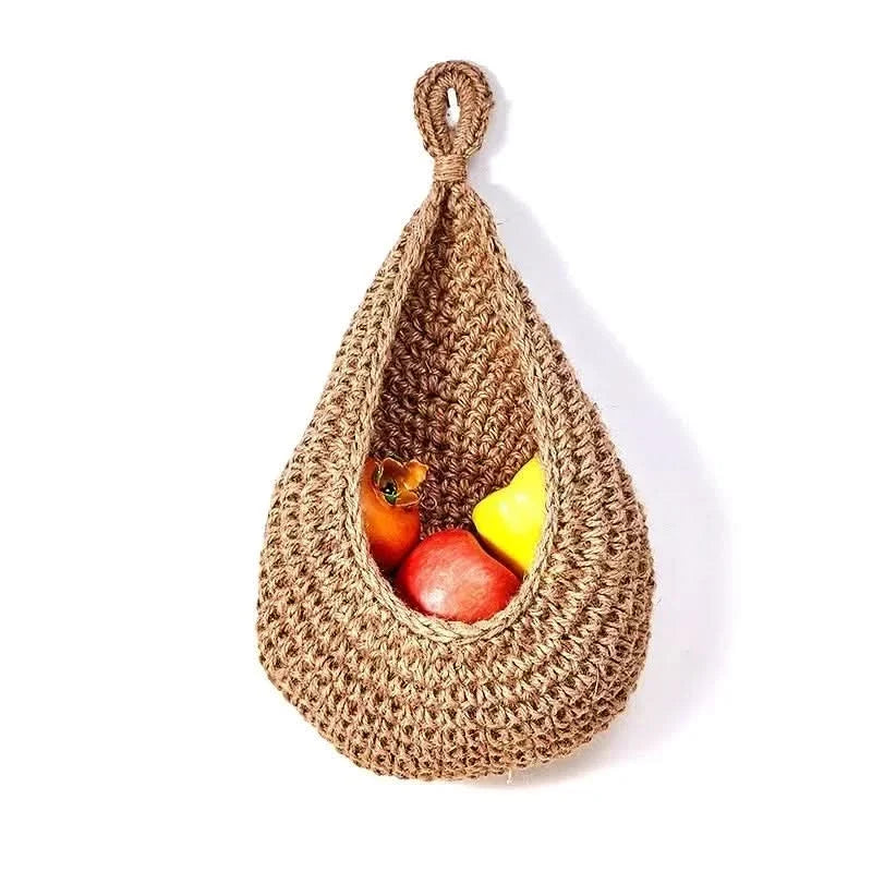 Wall-Mounted Basket Organizer Handwoven Hemp Rope