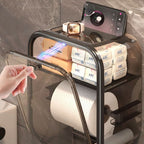 Wall-Mounted Bathroom Organizer No-Drill Toilet Paper Holder & Shelf