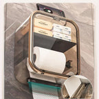 Wall-Mounted Bathroom Organizer No-Drill Toilet Paper Holder & Shelf