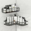 Wall-Mounted Bathroom Shelf Metal Open-Frame Drainage Adhesive Mount