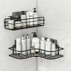 Wall-Mounted Bathroom Shelf Metal Open-Frame Drainage Adhesive Mount